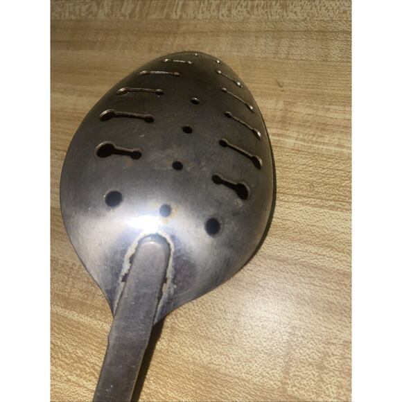 Vintage EKCO Chromium Plated Green Handle Stainless Steel Slotted Spoon USA - Picture 4 of 8